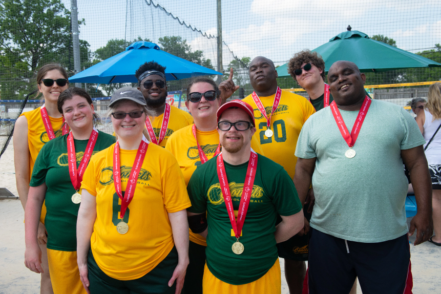 Volleyball Team Wearing Green and Yellow Shirts | Unified Champion Schools | Special Olympics Ohio 